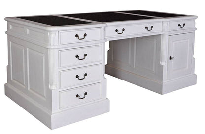 Vintage Partnerdesk Doppelschreibtisch Shabby Chic Weiss - Palo24