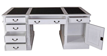 Vintage Partnerdesk Doppelschreibtisch Shabby Chic Weiss - Palo24