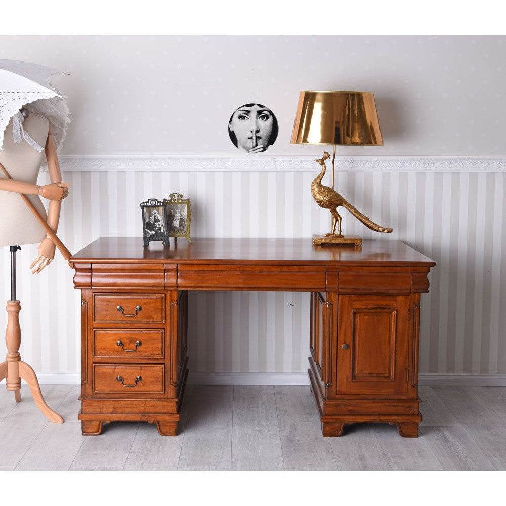 Chefschreibtisch Mahagoni Desh Holz Schnitzereien Schreibtisch - Palo24