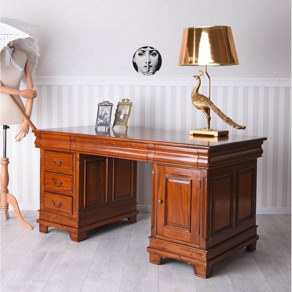 Chefschreibtisch Mahagoni Desh Holz Schnitzereien Schreibtisch - Palo24