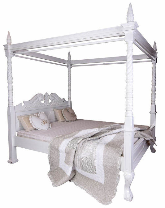 Himmelbett Shabby Chic Mahagoni Vintage Weiss - Palo24