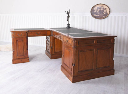 Mahagoni Schreibtisch Partnerdesk Winkelschreibtisch Eckschreibtisch massiv - Palo24