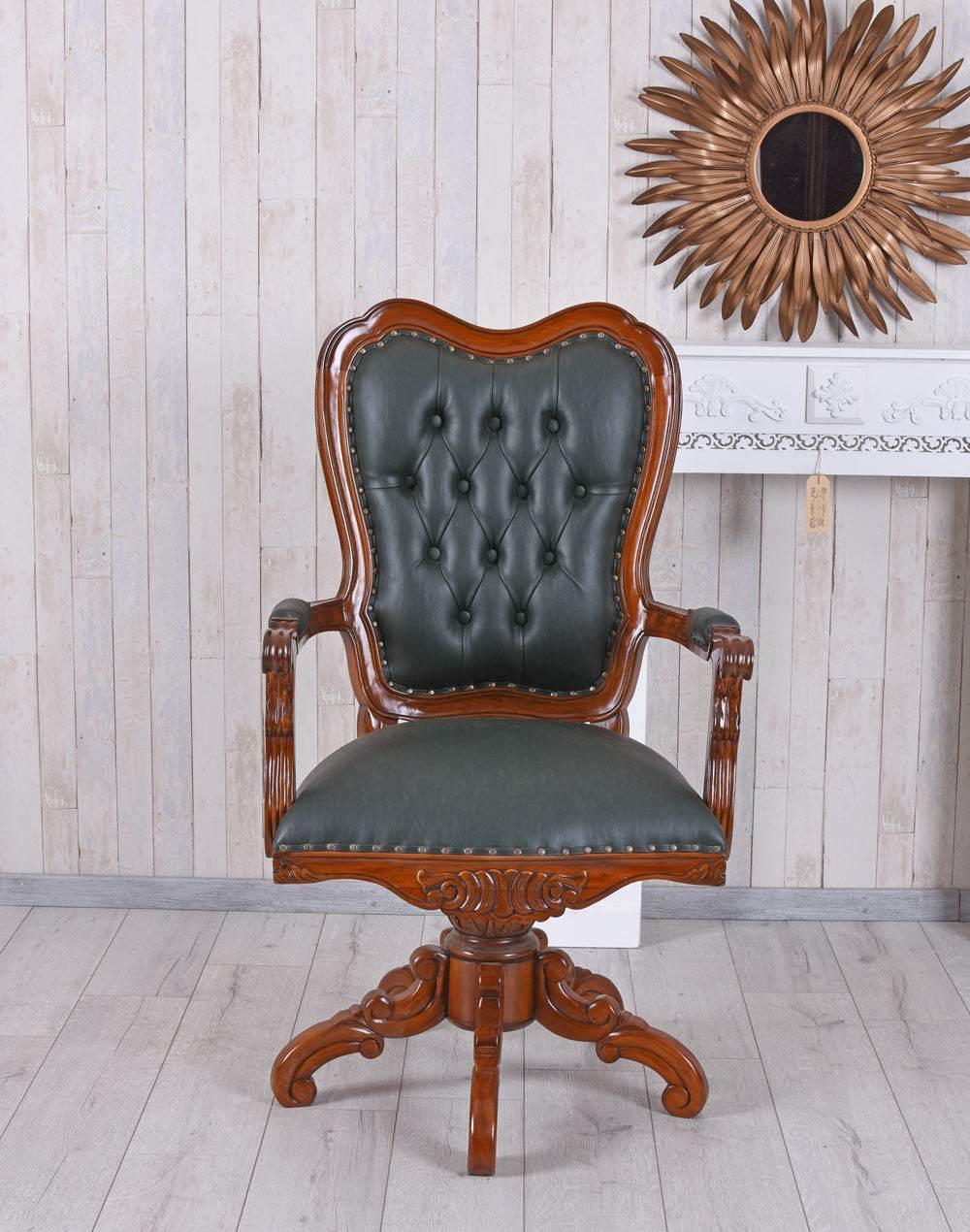 Englischer Sessel Antik Ledersessel Bibliothekstuhl Armlehnstuhl - Palo24