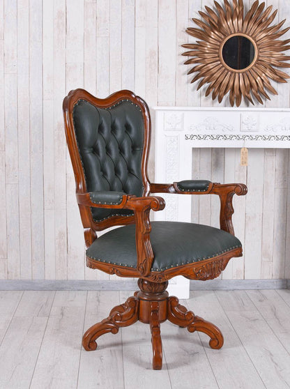 Englischer Sessel Antik Ledersessel Bibliothekstuhl Armlehnstuhl - Palo24