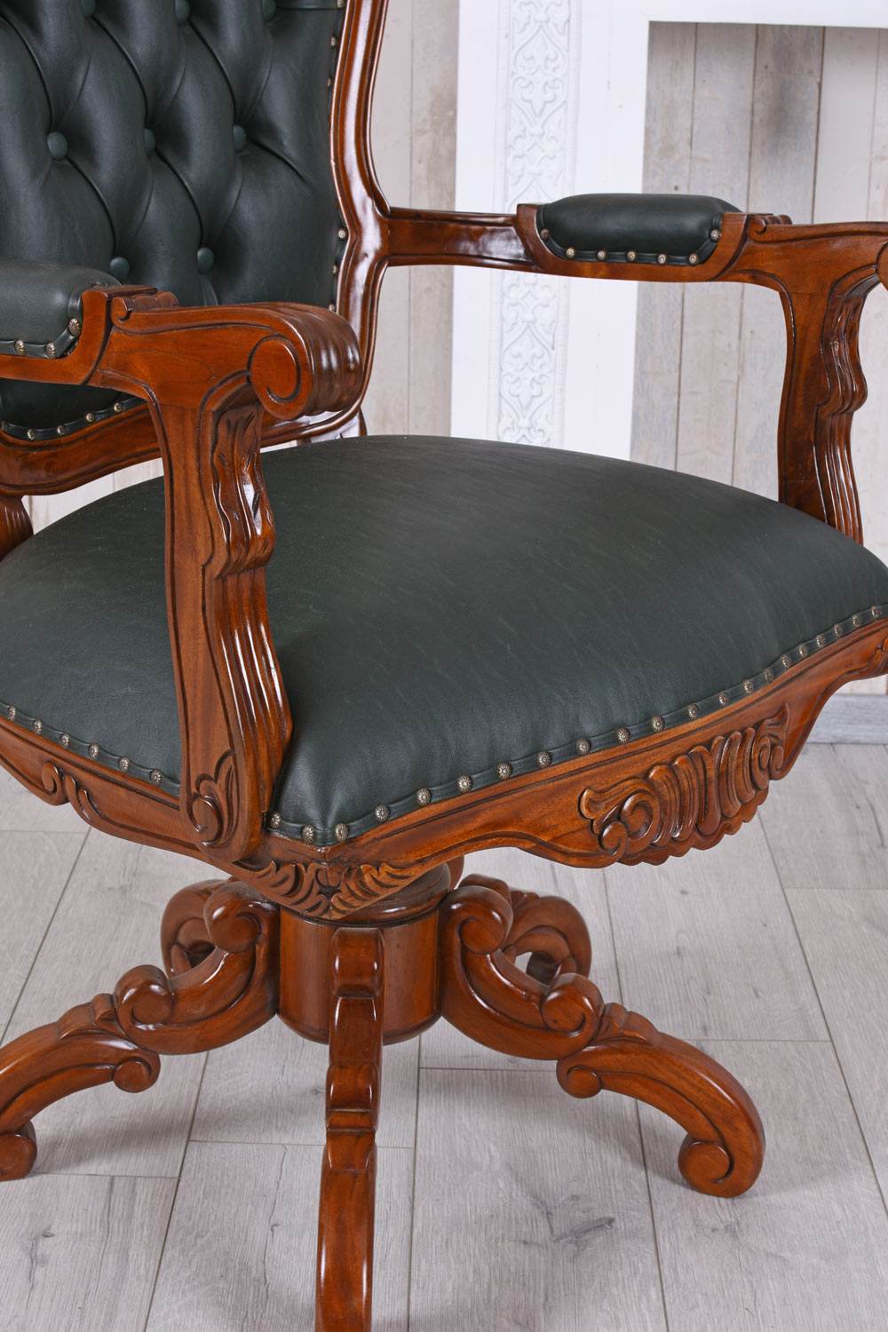 Englischer Sessel Antik Ledersessel Bibliothekstuhl Armlehnstuhl - Palo24