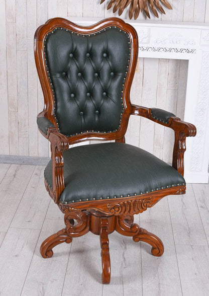 Englischer Sessel Antik Ledersessel Bibliothekstuhl Armlehnstuhl - Palo24