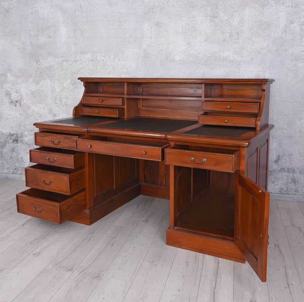 Mahagoni Schreibtisch mit Aufsatz Sekretär Massivholz Bürotisch Antik - Palo24