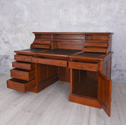 Mahagoni Schreibtisch mit Aufsatz Sekretär Massivholz Bürotisch Antik - Palo24