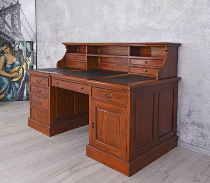 Mahagoni Schreibtisch mit Aufsatz Sekretär Massivholz Bürotisch Antik - Palo24