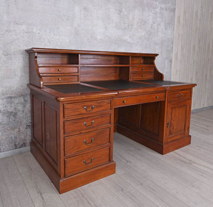 Mahagoni Schreibtisch mit Aufsatz Sekretär Massivholz Bürotisch Antik - Palo24