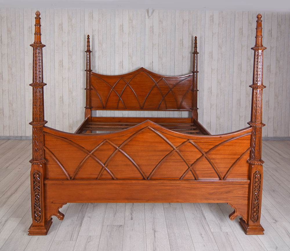 Doppelbett massives Mahagoni Antik Himmelbett 180x200cm - Palo24