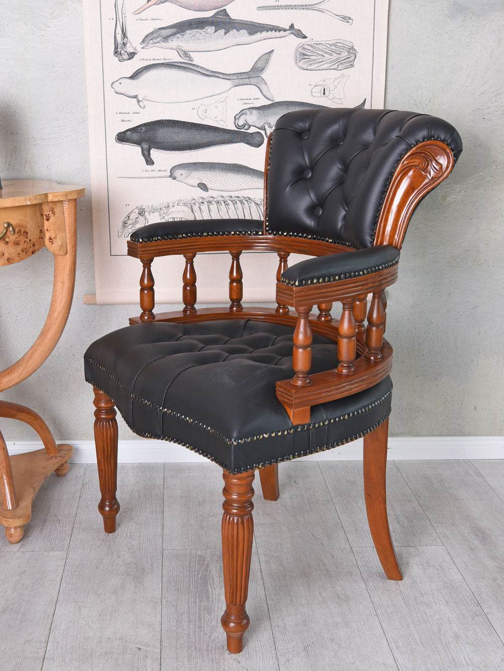 Chesterfield Stuhl Retro Armlehnsessel Sessel Mahagoni Bibliotheksstuhl - Palo24