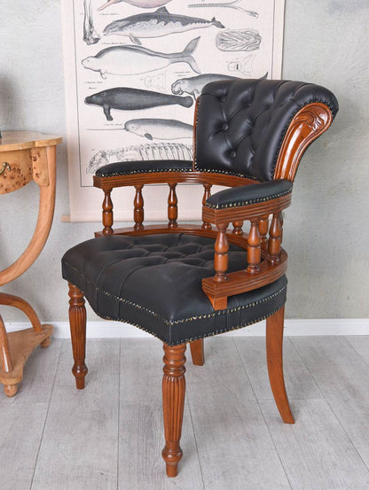 Chesterfield Stuhl Retro Armlehnsessel Sessel Mahagoni Bibliotheksstuhl - Palo24