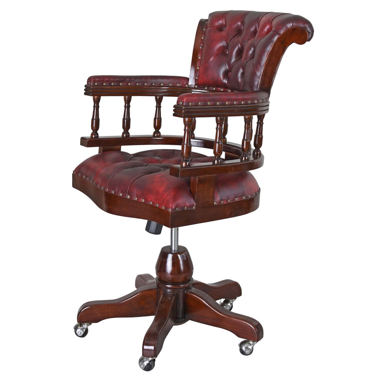 Englischer Bürostuhl „MANOR HOUSE“ – Retro Mahagoni-Drehstuhl höhenverstellbar - Palo24