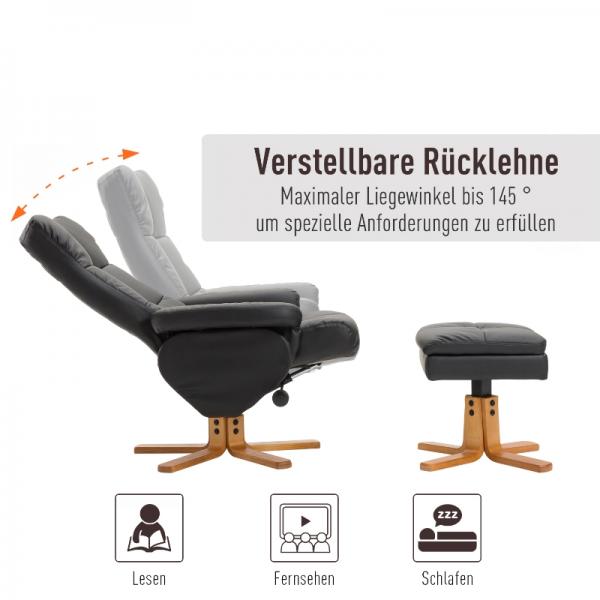 Poltrona relax con funzione reclinabile Poltrona girevole a 360° Struttura in legno PU nero