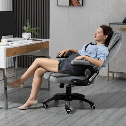 Bürostuhl mit Massagefunktion, höhenverstellbarer Chefsessel, ergonomischer Drehstuhl, PU-Räder, Grau - Palo24