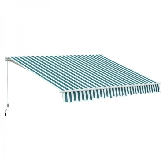 Tenda da sole a braccio articolato in alluminio 3,5m x 2,5m protezione solare verde-bianco