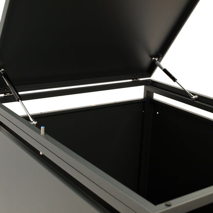 Contenitore per immondizia 66x80x116cm per bidoni da 120 e 240 litri, acciaio antracite con ante effetto legno