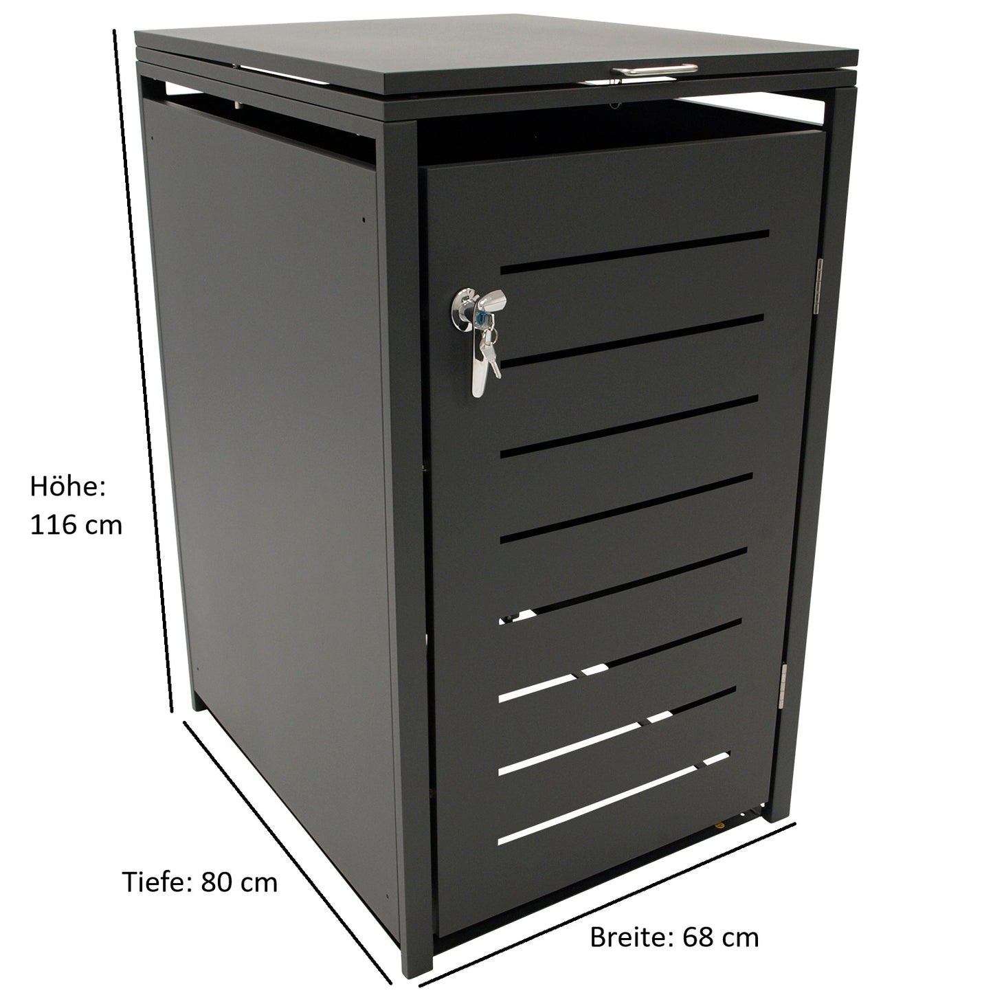 Contenitore per immondizia 66x80x116cm per cassonetti da 120 e 240 litri, acciaio antracite