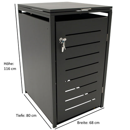 Contenitore per immondizia 66x80x116cm per cassonetti da 120 e 240 litri, acciaio antracite