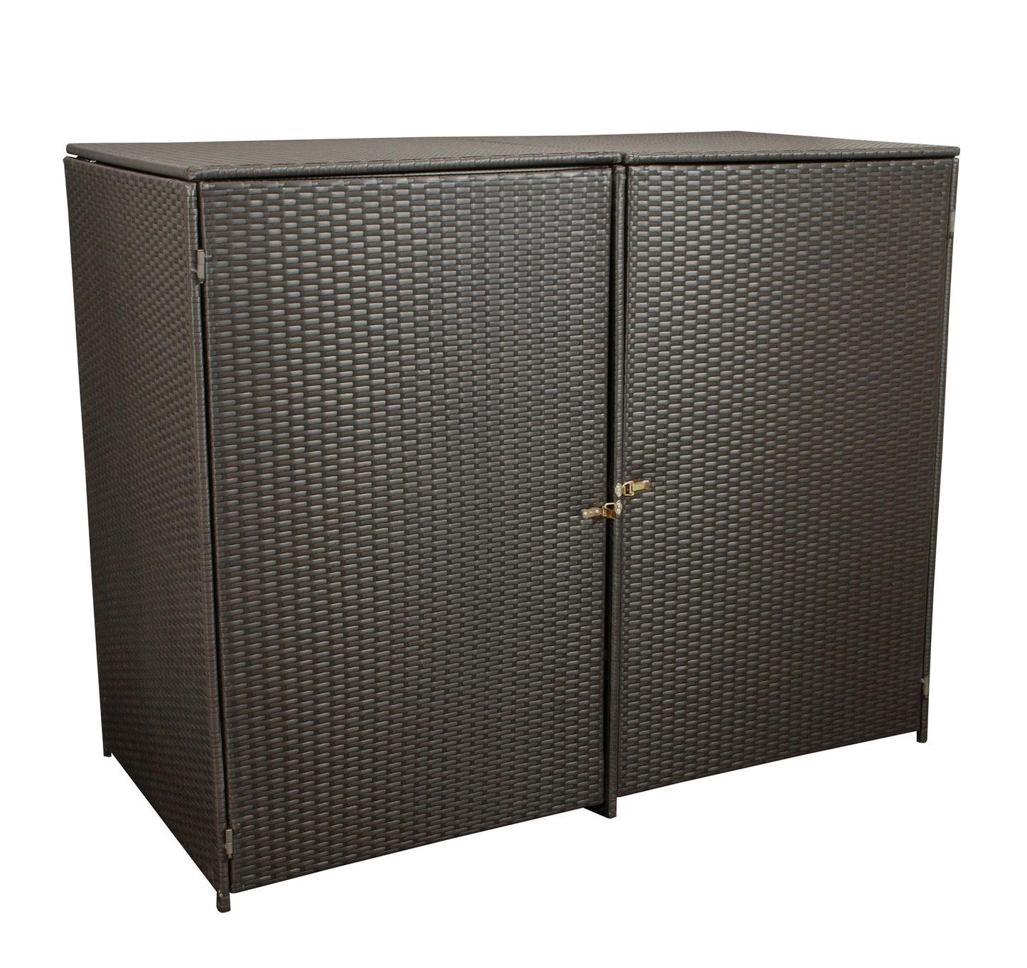 Mülltonnenbox 78x150x123cm für 2 Tonnen bis 240 Liter, Stahl + Polyrattan mocca