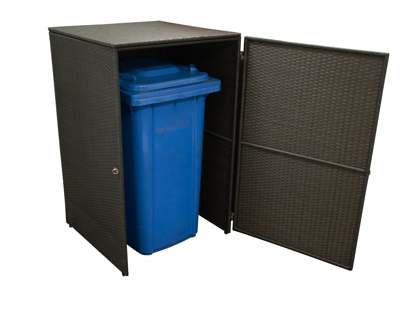 Mülltonnenbox Stahl + Polyrattan mocca, 76x78x123cm für Tonnen bis 240 Liter