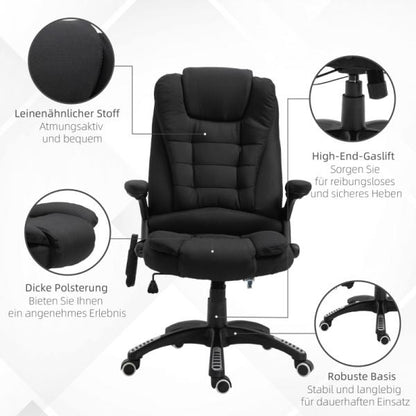 Fauteuil de massage, fauteuil de direction avec fonction massage, chaise de bureau, noir