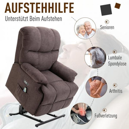 Massagesessel mit Wärmefunktion USB-Anschluss Braun