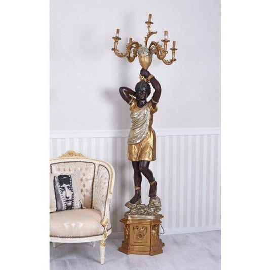 ANTICO CANDELABRO LAMPADA DA TERRA BAROCCO VENEZIANO SERVO 220 CM