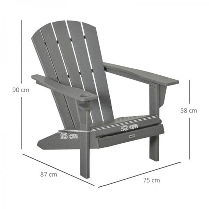 Adirondack Gartenstuhl mit Getränkehalter Gartensessel Gartenmöbel Balkonstuhl Grau Kunststoff - Palo24