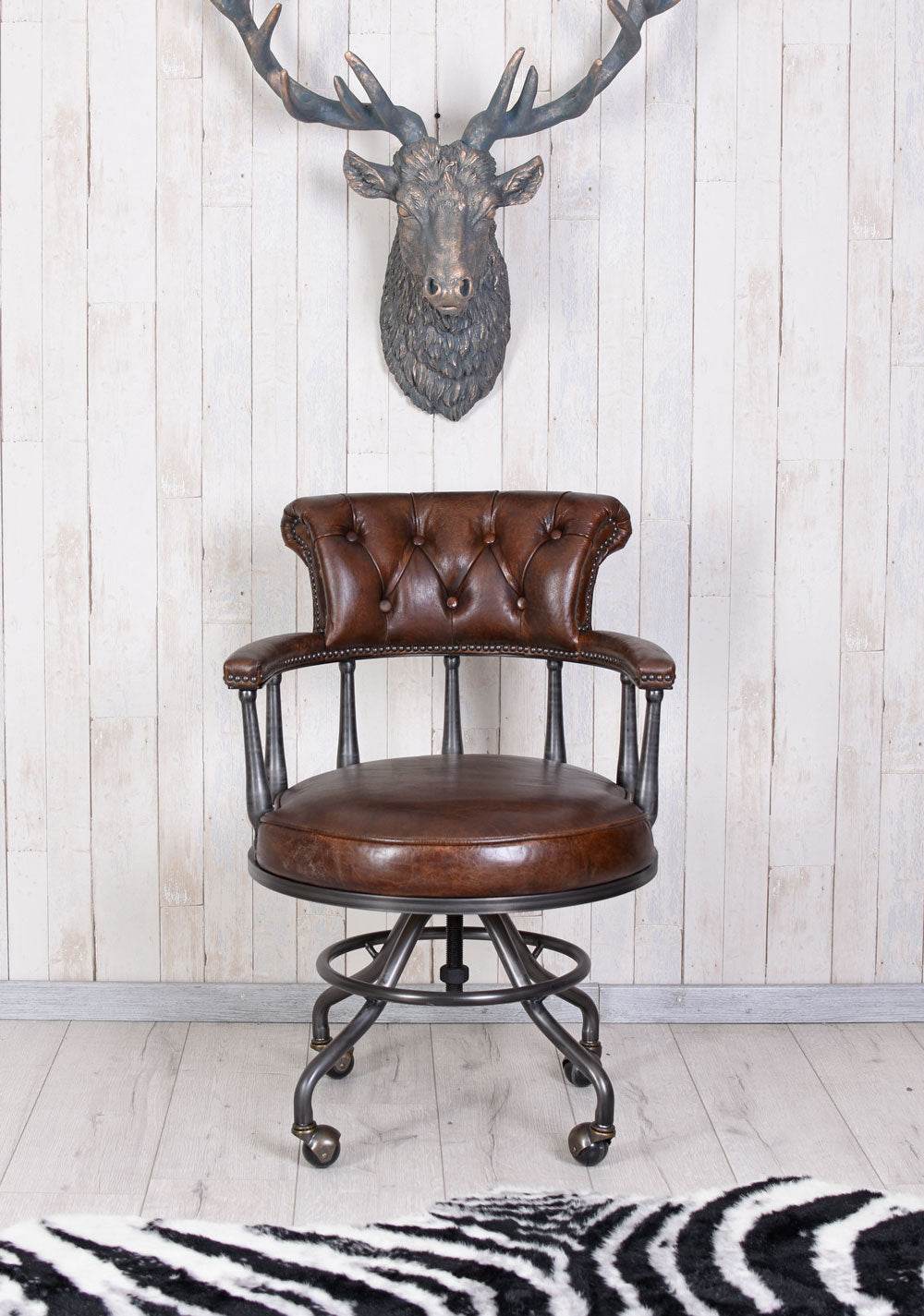 Bürostuhl Chesterfield Echtleder - Palo24