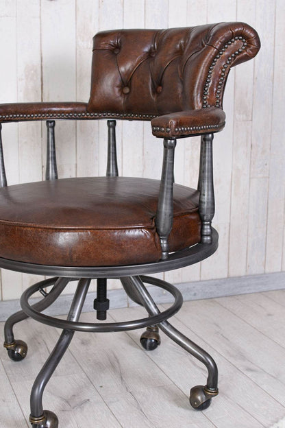 Bürostuhl Chesterfield Echtleder - Palo24