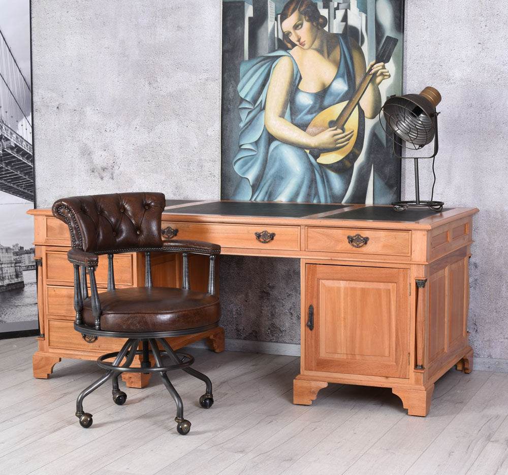 Bürostuhl Chesterfield Echtleder - Palo24