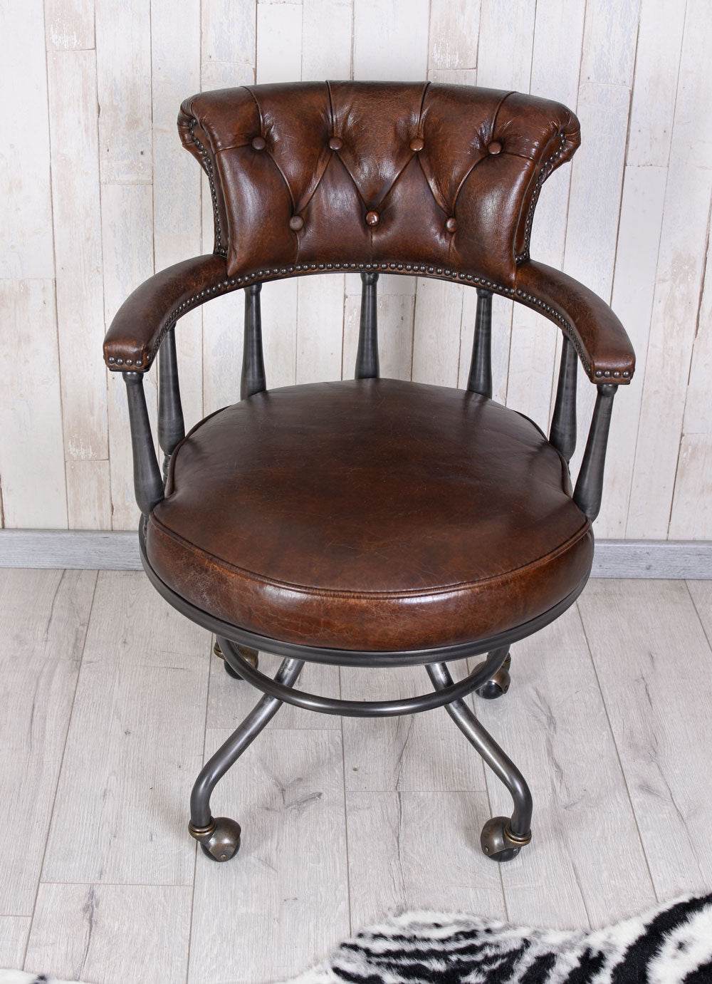 Bürostuhl Chesterfield Echtleder - Palo24