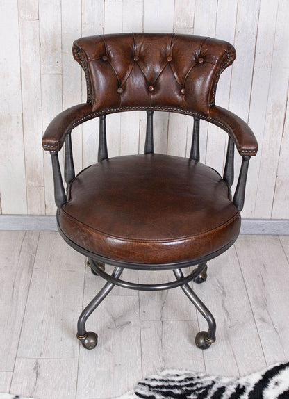 Bürostuhl Chesterfield Echtleder - Palo24