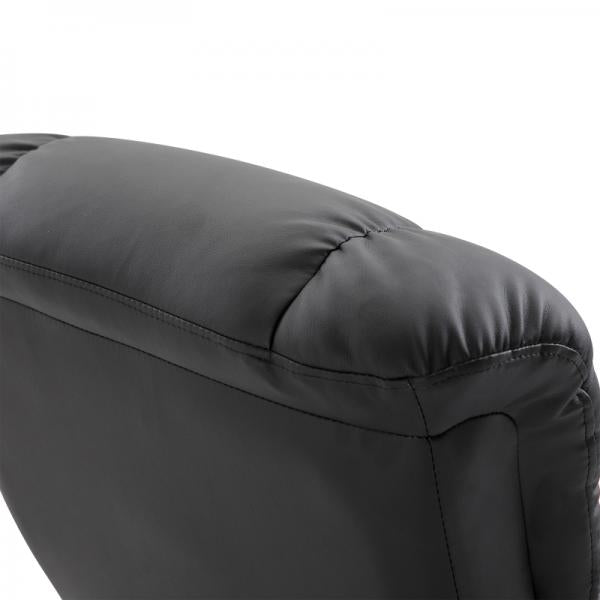 Chaise longue de relaxation avec fonction inclinable, fauteuil TV avec tabouret massage noir