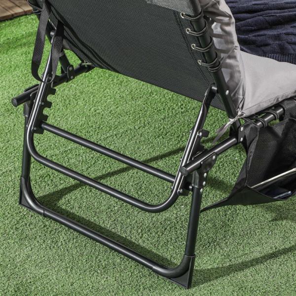 Klappliege, 5-stufig neigbare Rücklehne, Kissen, Auflage, bis 120 kg, Stahl, hellgrau - Palo24