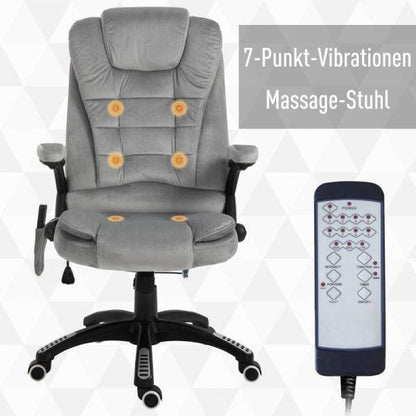 Bürostuhl mit Massagefunktion, höhenverstellbarer Chefsessel, ergonomischer Drehstuhl, PU-Räder, Grau - Palo24