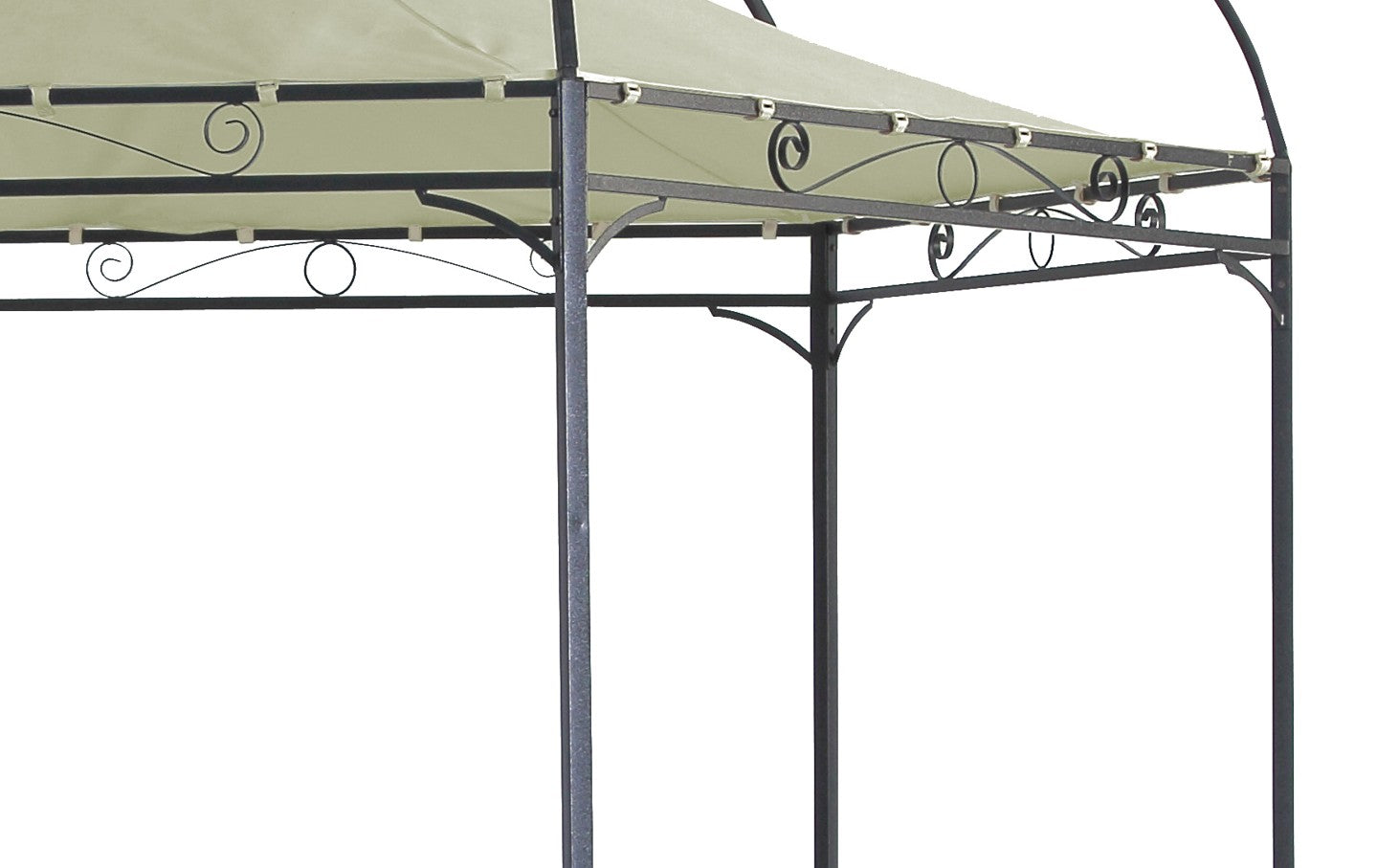 Pavillon MODENA hexagonal, acier noir, bâche enduite PVC écru