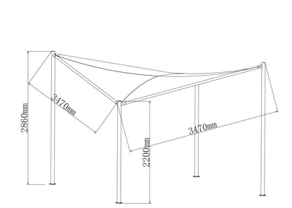 Pavillon ORLANDO 3,5x3,5 Meter mit Plane PVC-bechichtet weiss