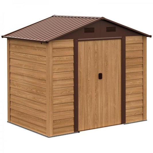 Geräteschuppen Geräteschrank Gerätehaus Gartenhaus Holzmaserungsimitat+Kaffee L152 x B235,7 x H208,7 cm