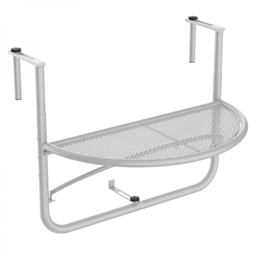 Balkonhängetisch Hängetisch höhenverstellbar halbrund Ø30 cm Terrasse Metall Weiss