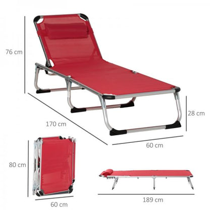 Sonnenliege Gartenliege Alu Stoffliege Relaxliege 5-fach verstellbar faltbar ergonomisch Netzstoff Rot 170 x 60 x 76 cm - Palo24