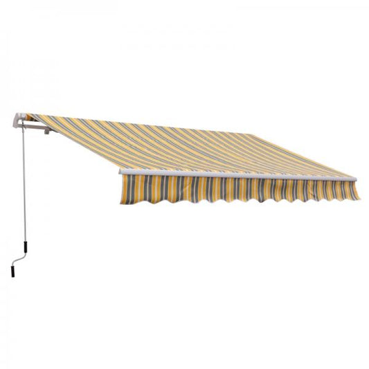 Auvent à bras repliables protection solaire avec manivelle 3,5 x 2,5 m jaune gris aluminium polyester