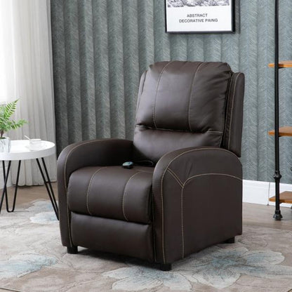 Fauteuil de massage fauteuil TV électrique inclinaison 165° PU métal marron foncé