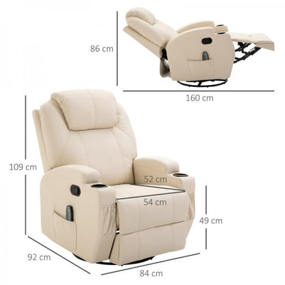 Fauteuil de massage électrique avec 5 modes de massage, fonction inclinable, mousse blanc crème