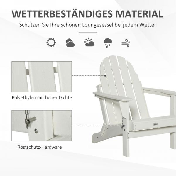 Gartenstuhl, Klappstuhl, ergonomisches Design, wetterfest, Kunststoff, weiss - Palo24