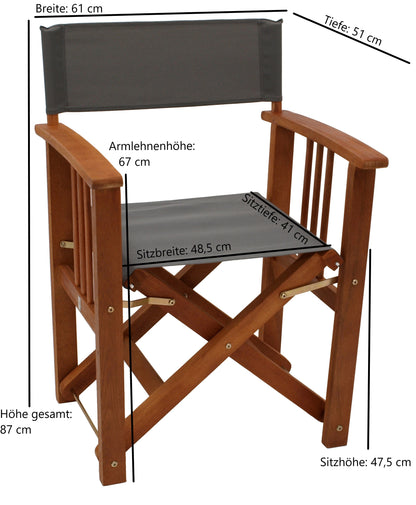 XL Regiesessel CALIFORNIA, Eukalyptusholz, Bezug grau, extra stabil