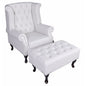 CHESTERFIELD OHRENSESSEL MIT HOCKER WEISS KAMINSESSEL LESESESSEL