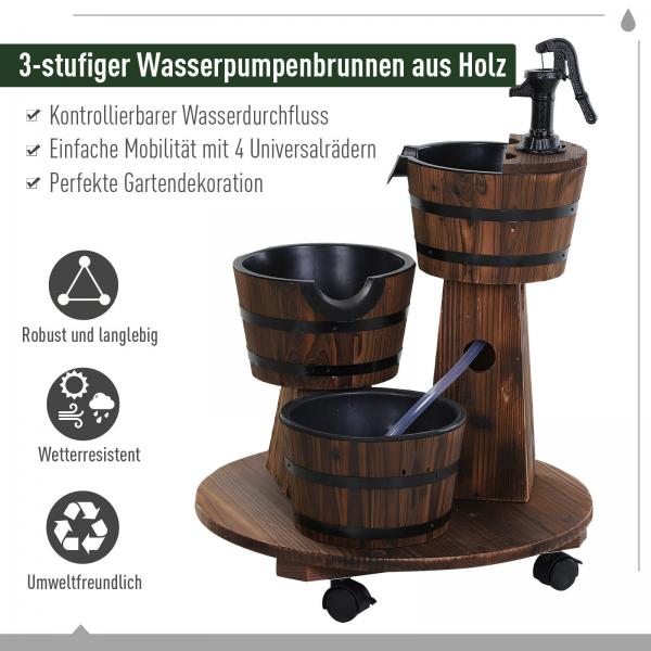 Holzfass-Brunnen Wasserpumpe Rustikales Holz